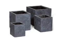 Plantenbak Arizona Cubi - L23 X B23 X H23cm - Donkergrijs -Buitentuin Winkel arizona cubi graphite w23h23 plantenbak 6 8