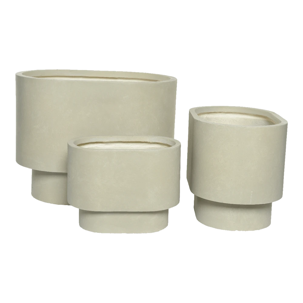 Bloempot Alexis Ovaal - L32 X B20 X H24cm - Beige 4 Bloempot Alexis Ovaal - L32 X B20 X H24cm - Beige - Afbeelding 2
