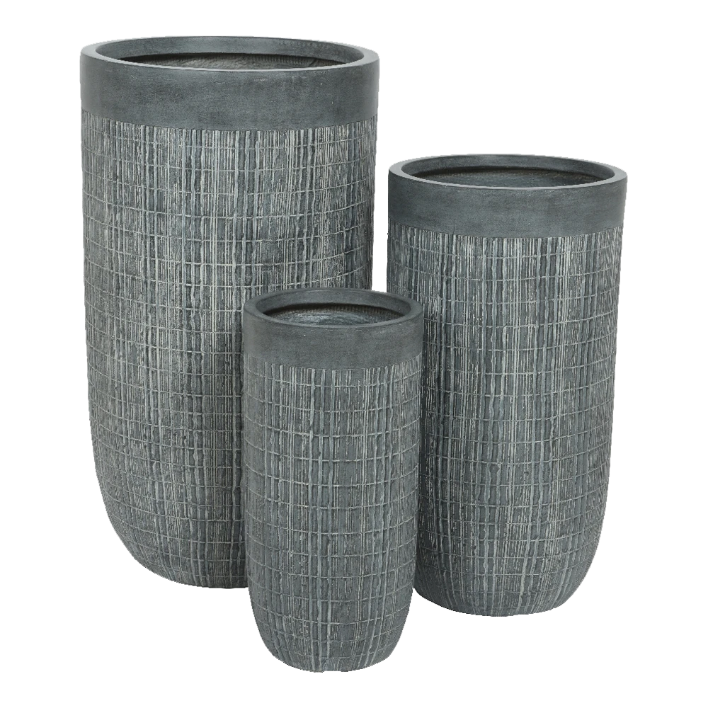 Bloempot Bryan Hoog - D24 X H49cm - Grijs 4 Bloempot Bryan Hoog - D24 X H49cm - Grijs - Afbeelding 2