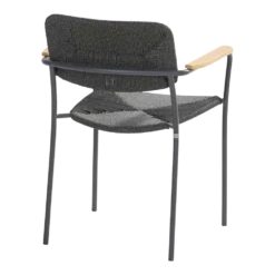 Bora Dining Stoel Met Teak Armleuning - Antraciet -Buitentuin Winkel bora dining stoel met teak armleuning antraciet 3 1