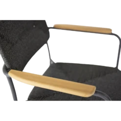 Bora Dining Stoel Met Teak Armleuning - Antraciet -Buitentuin Winkel bora dining stoel met teak armleuning antraciet 4 1