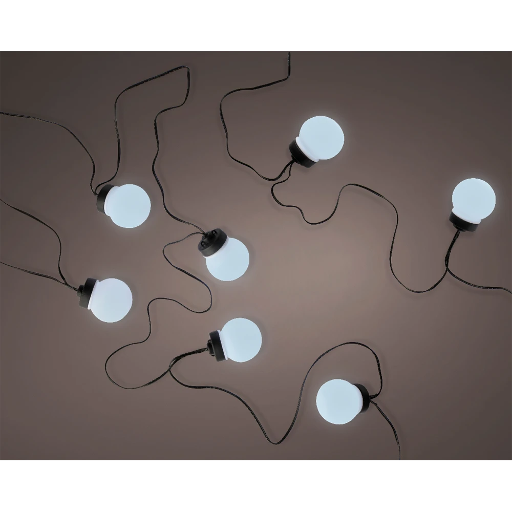 Lumineo Budget Feestverlichting Lichtsnoer - Bolvorm - 950cm - 20 LEDS - Koel Wit/Blauw 4 Lumineo Budget Feestverlichting Lichtsnoer - Bolvorm - 950cm - 20 LEDS - Koel Wit/Blauw - Afbeelding 2