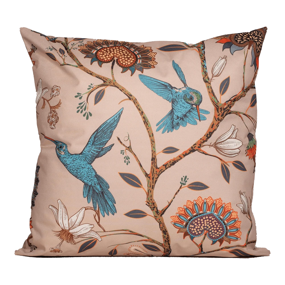 Buitenkussen Blauwe Vogel En Bloemen 45x45cm - Tuinkussen 3 Buitenkussen Blauwe Vogel En Bloemen 45x45cm - Tuinkussen