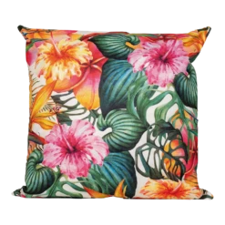 Buitenkussen Bloem Roze/oranje 45x45cm - Tuinkussen