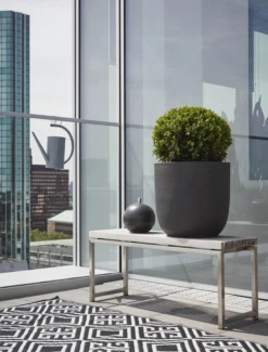 Capi Bloempot Bol Lux Terrazo - D45 X H44cm - Zwart -Buitentuin Winkel capi lux terrazzo hoge pot fit zwart bloempot 5 4 1