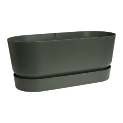 Bloembak Elho Greenville Terrace 80cm - Met Wielen - Bladgroen -Buitentuin Winkel greenville terrace trough 80cm wheels plantenbak bladgroen 3 10