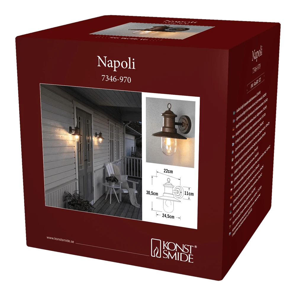 Konstsmide Napoli 230V Wandlamp Neerwaarts 30.5cm E27, Max 60W 5 Konstsmide Napoli 230V Wandlamp Neerwaarts 30.5cm E27, Max 60W - Afbeelding 3