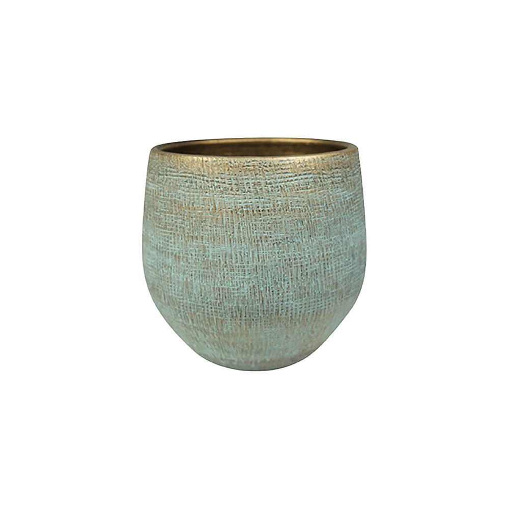 Bloempot Ryan - D26 X H26cm - Shiny Blue 2 Bloempot Ryan - D26 X H26cm - Shiny Blue