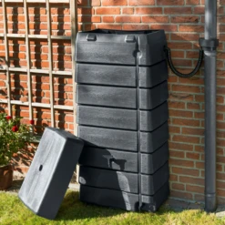 Regentank 276L Kunststof - Antraciet - H135x60x40cm - Nature -Buitentuin Winkel regentank 276l kunststof antraciet h135x60x40cm 4 1