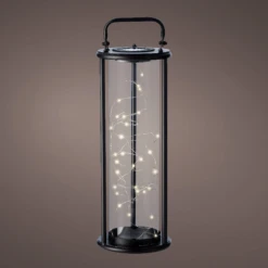 Lumineo Solar Lantaarn - LED - D15 X H42cm - Zwart -Buitentuin Winkel solar lantaarn led d15 x h42cm zwart solar 2 3