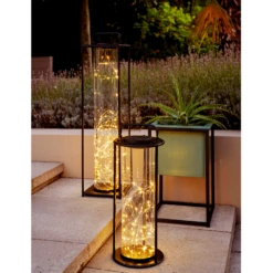 Lumineo Solar Lantaarn - LED - D20 X H79cm - Zwart -Buitentuin Winkel solar lantaarn led d20 x h79cm zwart solar 4 3