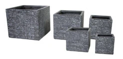 Plantenbak Utah Cubi - L20.5 X B20.5 X H22cm - Donkergrijs -Buitentuin Winkel utah cubi graphite w20h22 plantenbak 6 8