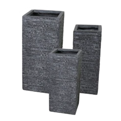 Plantenbak Utah Cubihi - L23 X B23 X H50cm - Donkergrijs -Buitentuin Winkel utah cubihi graphite w23h50 plantenbak 6 4