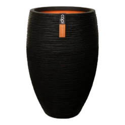 Capi Bloempot Hoog Nature Elegant Deluxe Rib NL - D56 X H84cm - Zwart