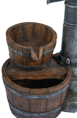 Waterornament Pomp Met Vaten - 74cm Hoog - Polystone -Buitentuin Winkel waterornament pomp met vaten 74cm hoog polystone 3